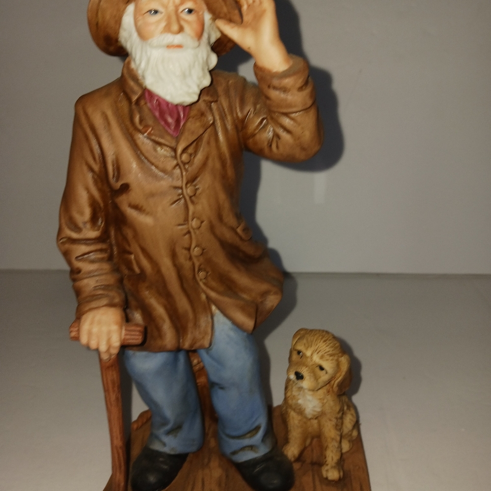8" Charming Brown and Blue Figurine Salty Fisherman with Dog